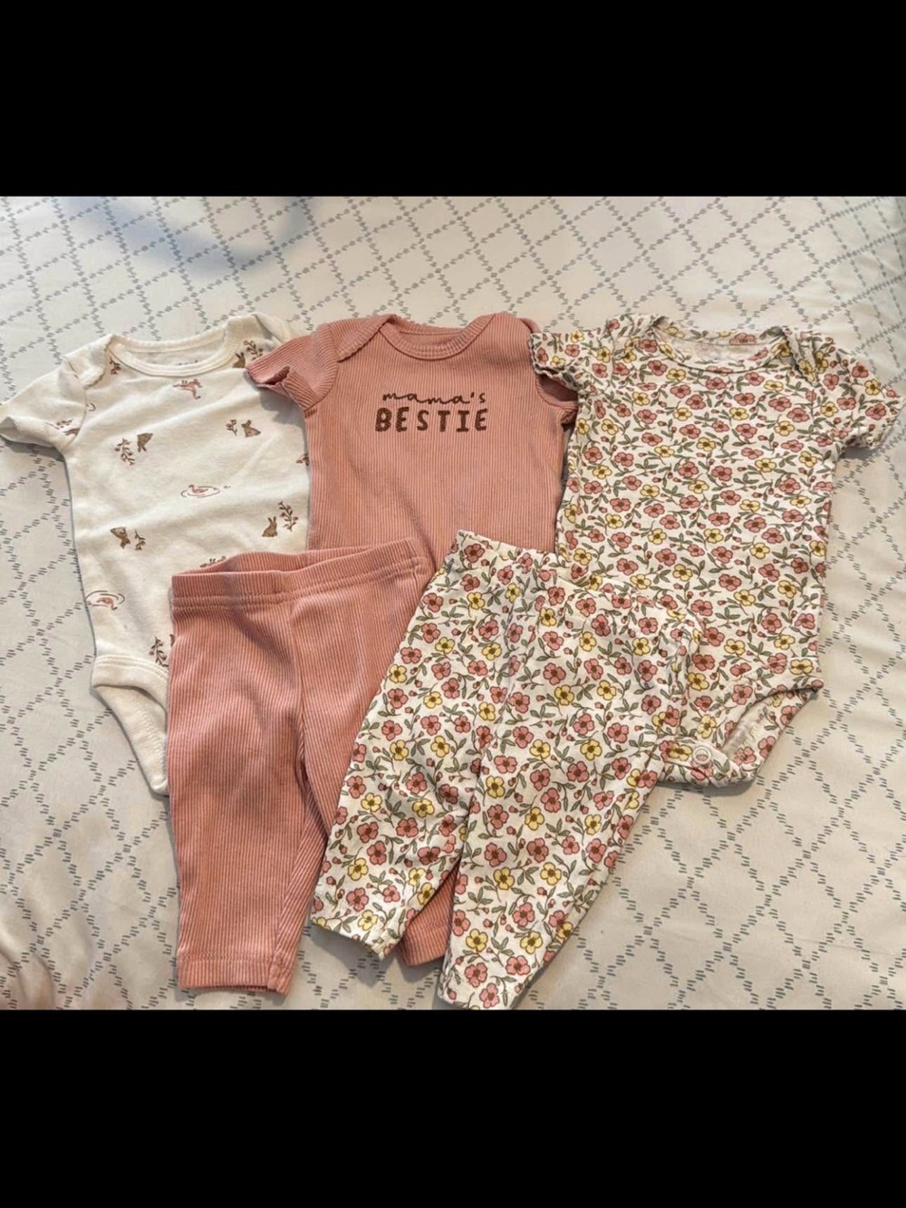 Baby Girls Floral & Dusty Pink Bodysuit Set